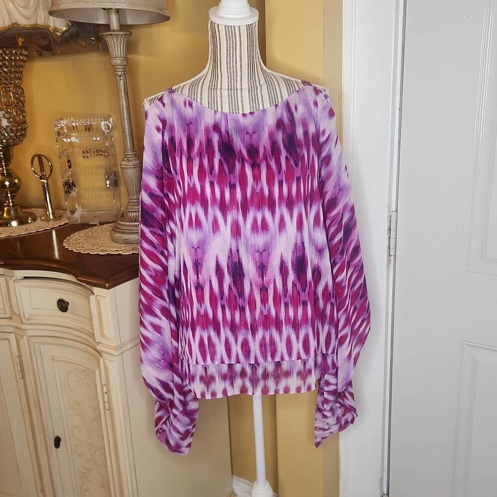 Travelers collection by Chicos purple poncho top women's Chicos size 2 US size L